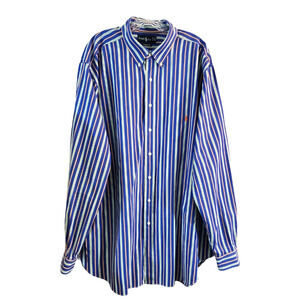 Ralph Lauren Button-Up Shirt Long Sleeve Classic Fit 2XLT Blue Orange Stripe
